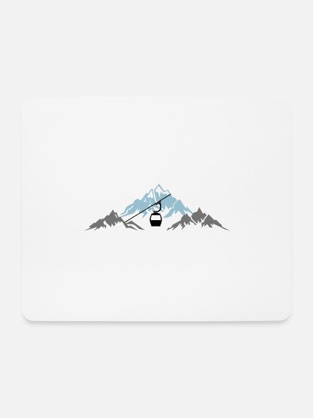 BERGE WINTER GONDEL SKI - Mousepad (Querformat) - Weiß