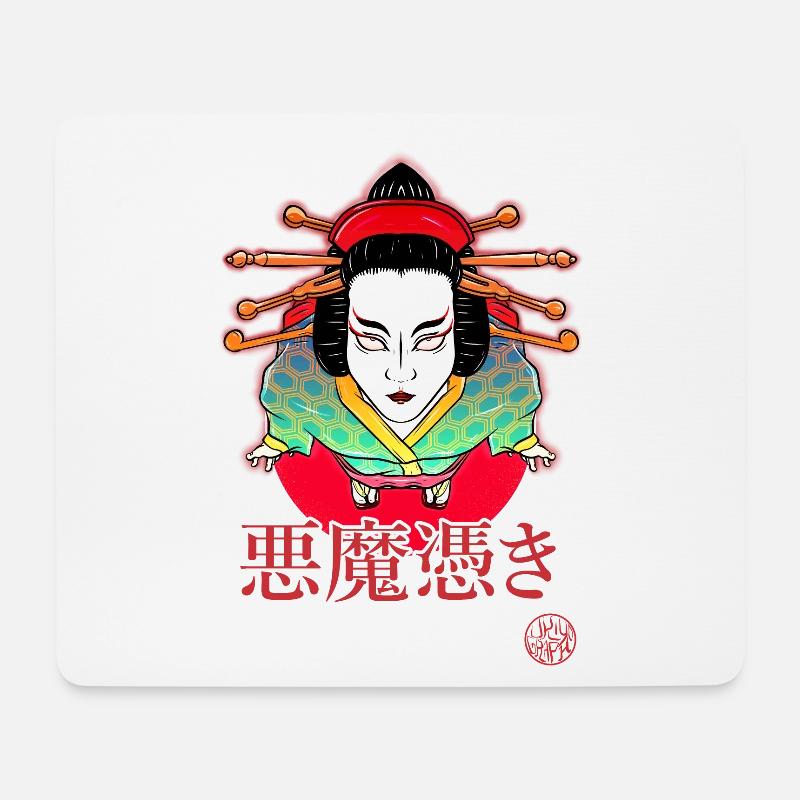 Akumatsuki seltsame Dinge und Geisha - Mousepad (Querformat) - Weiß