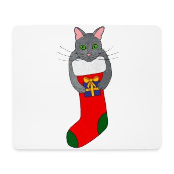chat de Noël chaton de Noël chat de Noël - Tapis de souris (format paysage) - blanc - Devant
