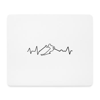 Ski Skiurlaub Herzschlag Schwarz - Mousepad (Querformat) - Weiß - Vorne