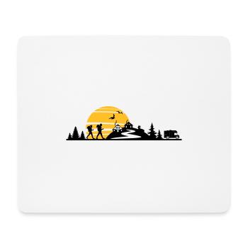RANDONNEURS forêt montagne camping-car - Tapis de souris (format paysage) - blanc - Devant