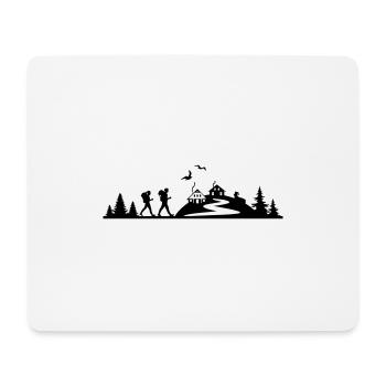 WANDERN Wanderer Berge Hütten Wald - Mousepad (Querformat) - Weiß - Vorne