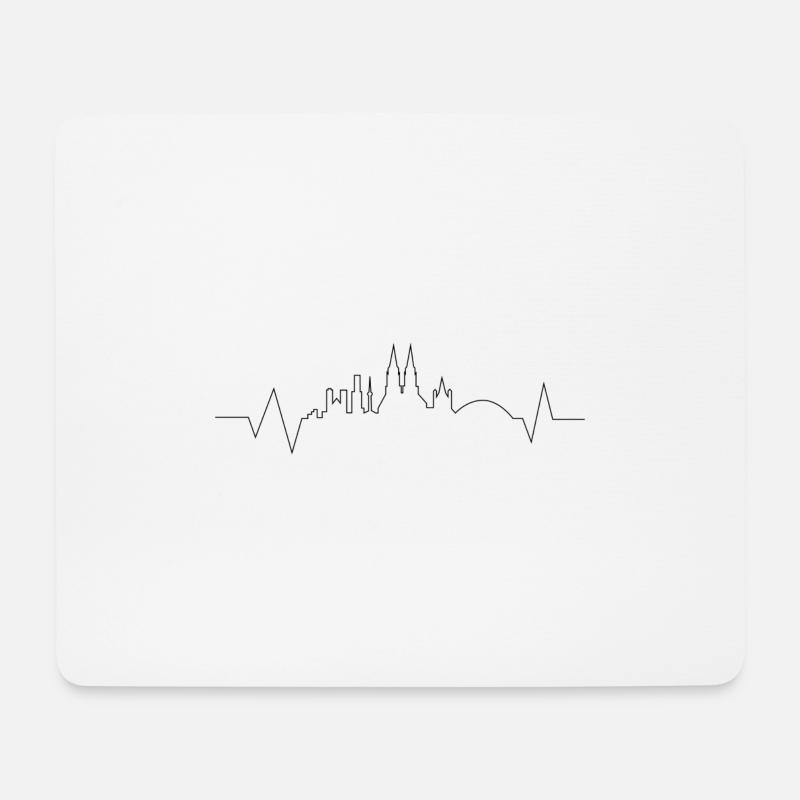 Cologne skyline heartbeat - Mousepad (Querformat) - Weiß