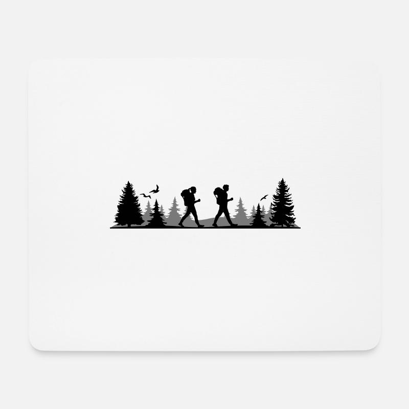 WANDERN Wanderer Bäume Wald Berge - Mousepad (Querformat) - Weiß