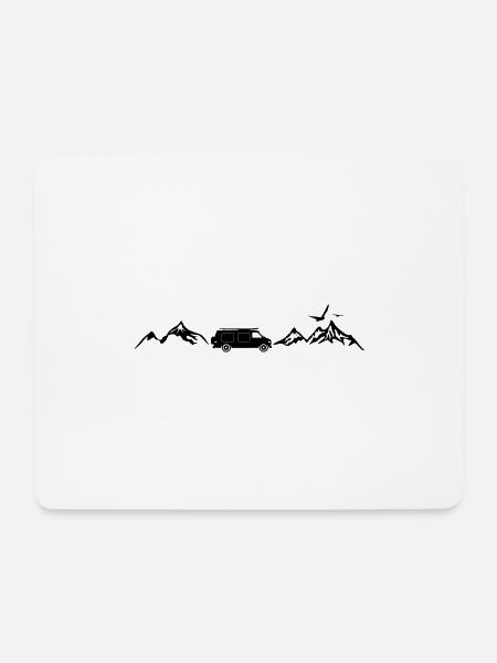 CAMPER BUS Wohnmobil Auto Berge - Mousepad (Querformat) - Weiß