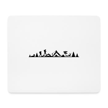WANDERN Wanderer Wald Berge - Mousepad (Querformat) - Weiß - Vorne