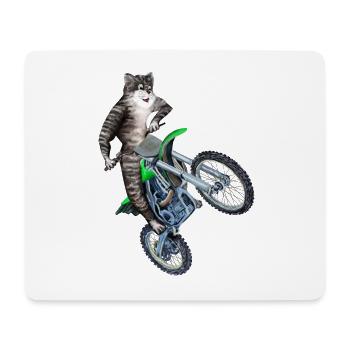 CAT RIDING A DIRT BIKE - TRAILS BIKE CAT - Mouse Pad (horizontal) - white - Front