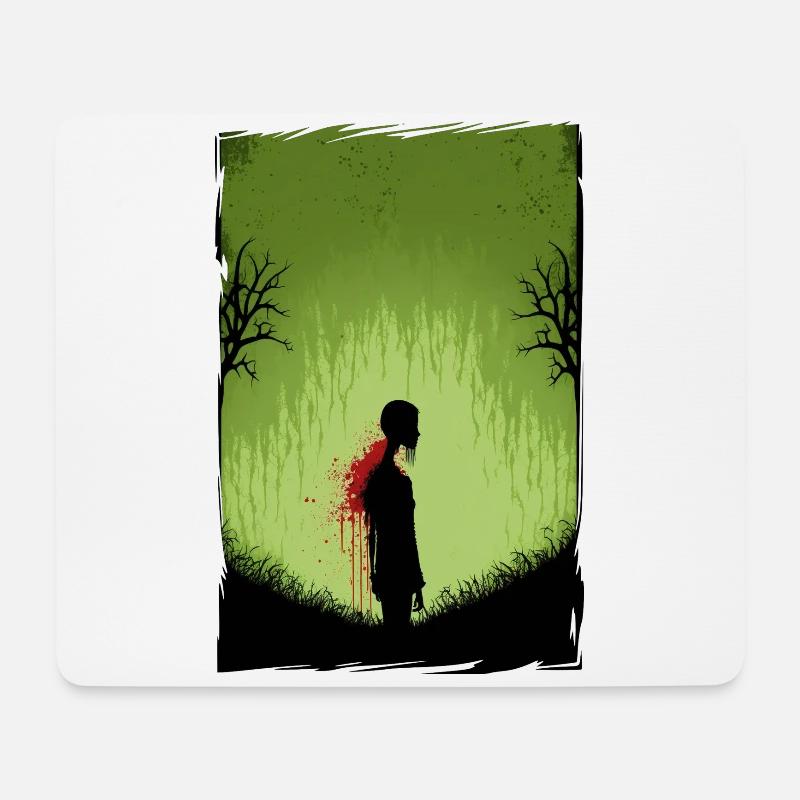 Zombie Illustration Minimalistisches Design - Mousepad (Querformat) - Weiß