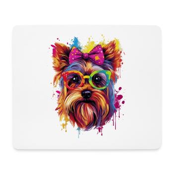 Mignon Yorkshire terrier fille fille dog design - Tapis de souris (format paysage) - blanc - Devant