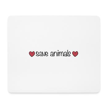sauver les animaux cœurs bien-être animal nature - Tapis de souris (format paysage) - blanc - Devant