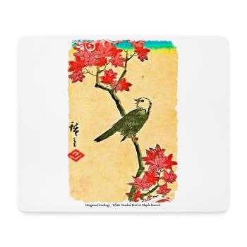 Utagawa Hiroshige Oiseau à tête blanche sur érable - Tapis de souris (format paysage) - blanc - Devant