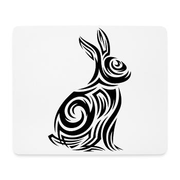 Tatouage tribal de lapin - Tapis de souris (format paysage) - blanc - Devant