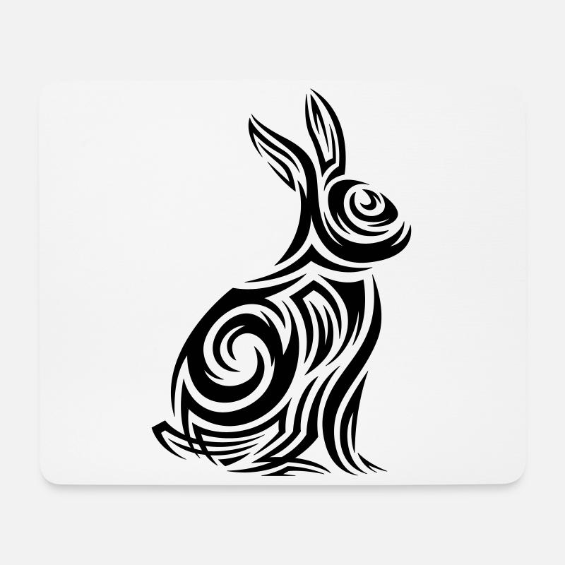 Hase Tribal Tattoo - Mousepad (Querformat) - Weiß
