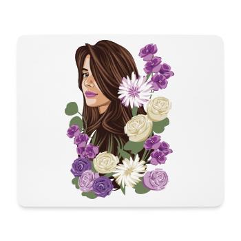 VIOLETTE Frau Illustration Lila und Weiße Blumen - Mousepad (Querformat) - Weiß - Vorne