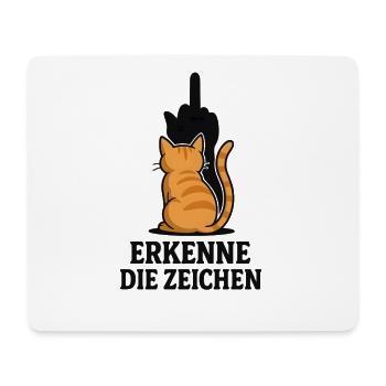 Erkenne die Zeichen Katze Mittelfinger - Mousepad (Querformat) - Weiß - Vorne