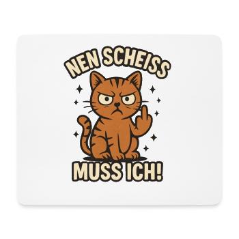 Lustige Katze mit frechem Spruch 'nen Scheiss - Mousepad (Querformat) - Weiß - Vorne