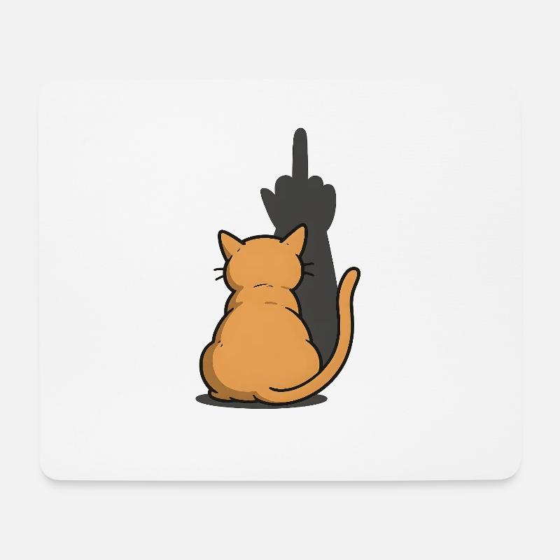 Katze Mittelfinger Schatten - Mousepad (Querformat) - Weiß