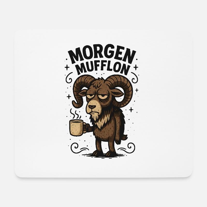 Lustiges Morgen Mufflon Morgenmuffel Kaffee - Mousepad (Querformat) - Weiß