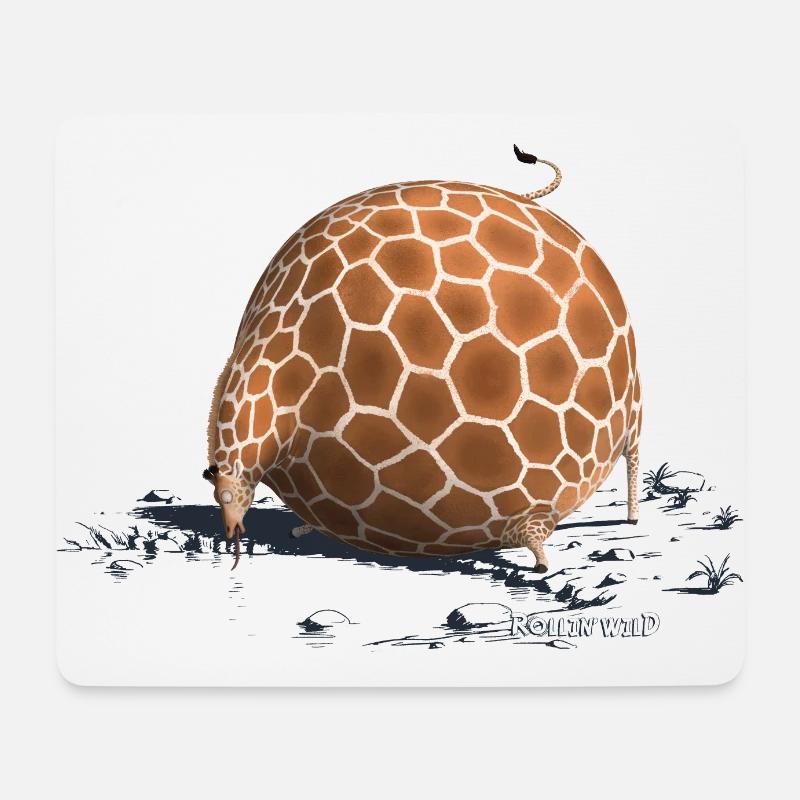Rollin' Wild - Giraffe drinking - Mousepad (Querformat) - Weiß