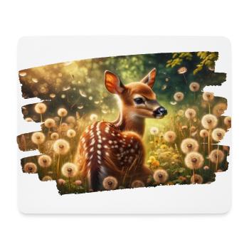 Reh auf goldener Löwenzahnwiese - Mousepad (Querformat) - Weiß - Vorne