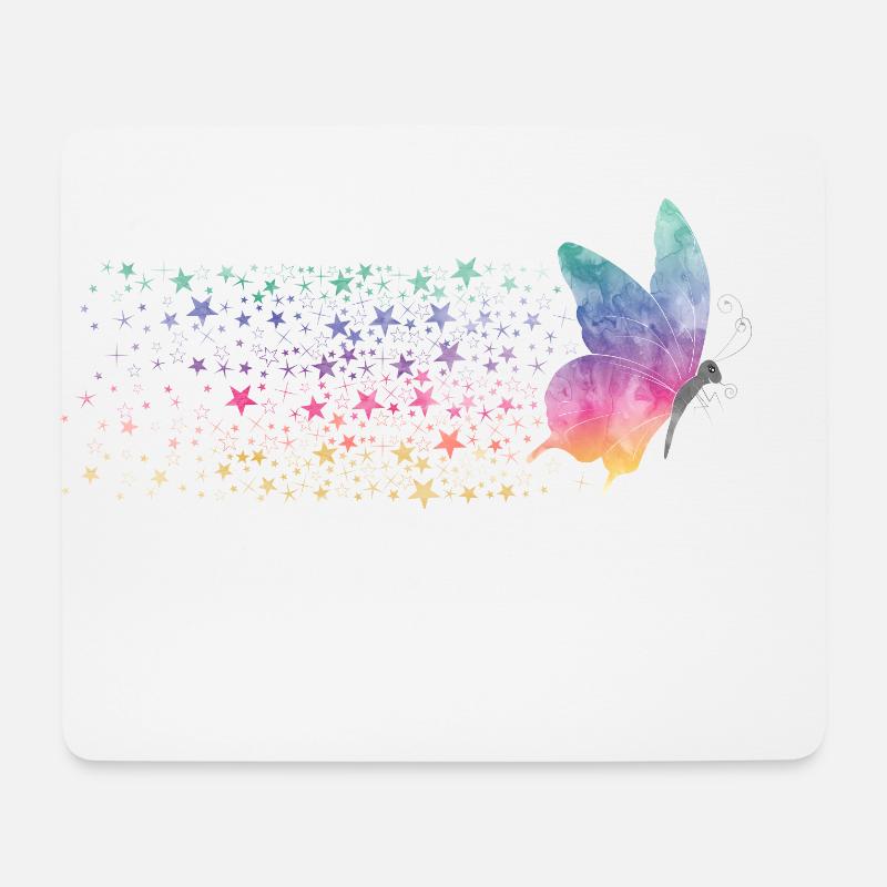 Butterfly - Rainbow Stardust - Mousepad (Querformat) - Weiß