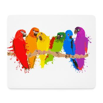 Colorful parrots flock - Mouse Pad (horizontal) - white - Front