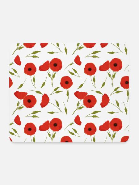 Mohnblumen Muster - Mousepad (Querformat) - Weiß