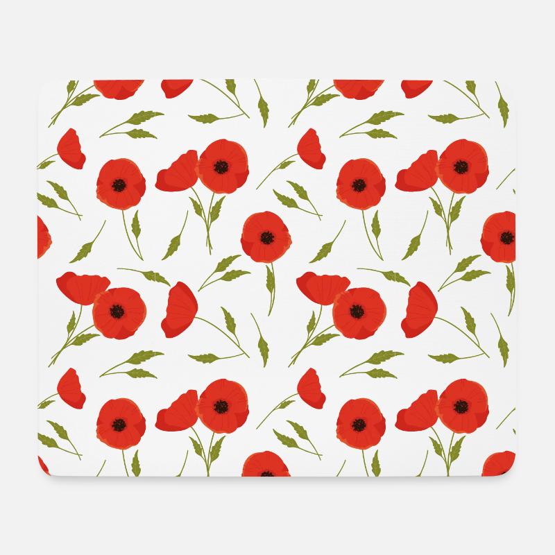 Motif coquelicots - Tapis de souris (format paysage) - blanc