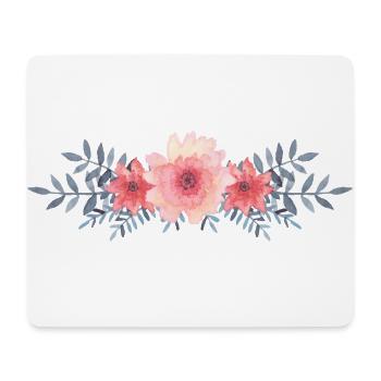 Bannière florale - aquarelle - rose - Tapis de souris (format paysage) - blanc - Devant