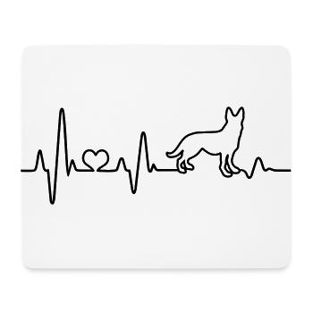 Dog Heartbeat Dog Lover Dog Love Heart ECG - Mouse Pad (horizontal) - white - Front