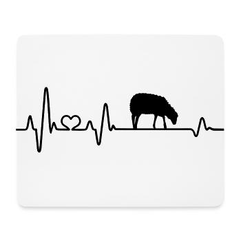 Sheep heartbeat shepherd gift idea love sheep - Mouse Pad (horizontal) - white - Front
