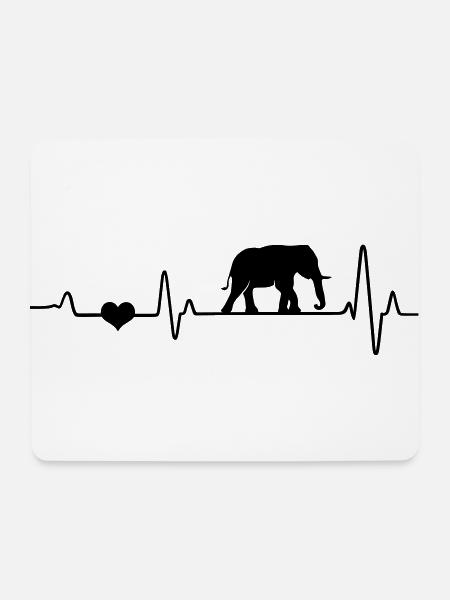 Elefant Herzschlag Elefanten EKG Afrika Fan Safari - Mousepad (Querformat) - Weiß