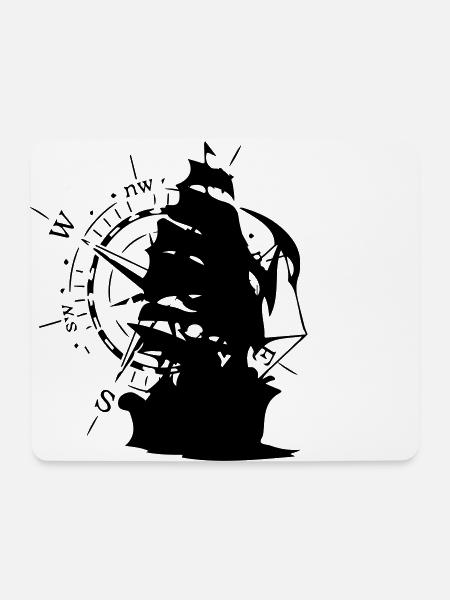 WindRose mit Segelschiff | Freizeimode Bstyled - Mousepad (Querformat) - Weiß