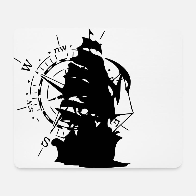 WindRose mit Segelschiff | Freizeimode Bstyled - Mousepad (Querformat) - Weiß