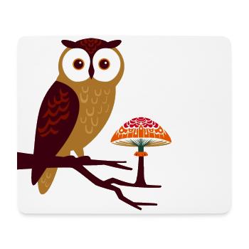 Eule und Pilz - Mousepad (Querformat) - Weiß - Vorne