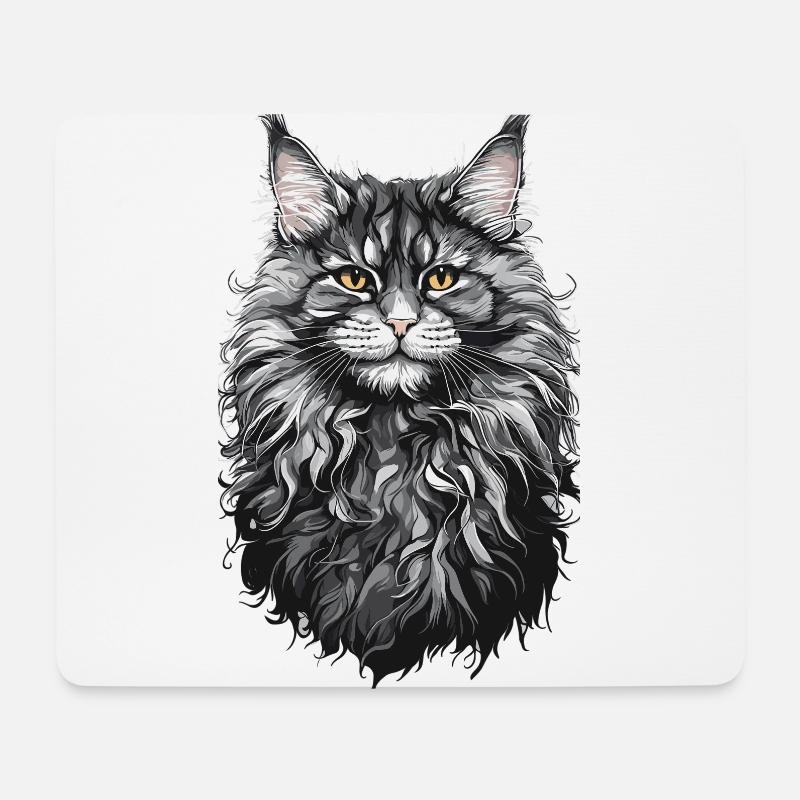 Maine-Coon-Katze Katzenliebhaber Katze Design - Mousepad (Querformat) - Weiß