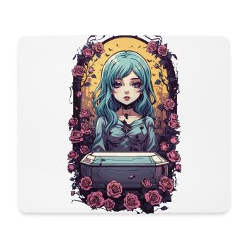 Gothic Anime Kawaii Girl mit Rosen Viktorianisch - Mousepad (Querformat) - Weiß - Vorne