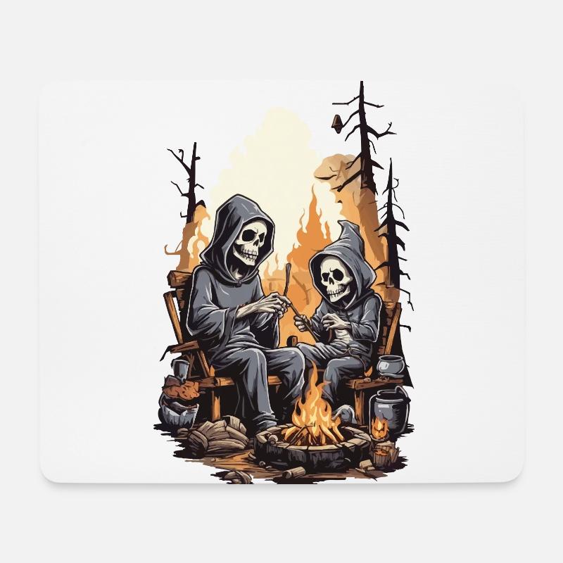 Kinder Halloween Grusel Lagerfeuer Skelette - Mousepad (Querformat) - Weiß