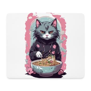 Anime Ramen Cat Japanese Noodle Soups Art - Mouse Pad (horizontal) - white - Front