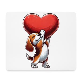 Beagle Herz Verliebt Valentinstag - Mousepad (Querformat) - Weiß - Vorne