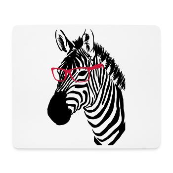 Zebra mit Brille - Mousepad (Querformat) - Weiß - Vorne