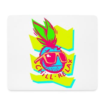 Neon Ananas Chill Relax Grafik - Mousepad (Querformat) - Weiß - Vorne