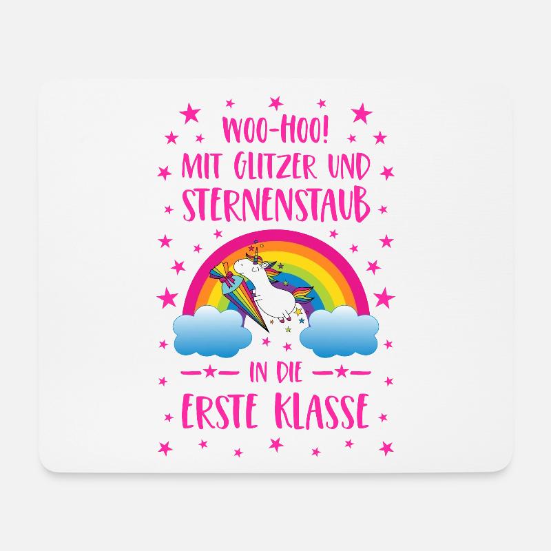 Einhorn Glitzer und Sternenstaub Erste Klasse pink - Mousepad (Querformat) - Weiß