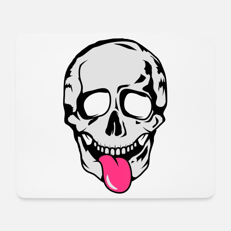 Skull streckt Zunge raus - Mousepad (Querformat) - Weiß