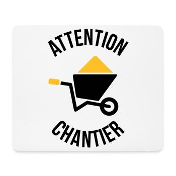 Attention Chantier - Tapis de souris (format paysage) - blanc - Devant