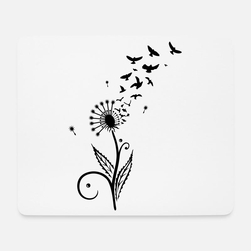 Dandelion with flying birds. - Mouse Pad (horizontal) - white