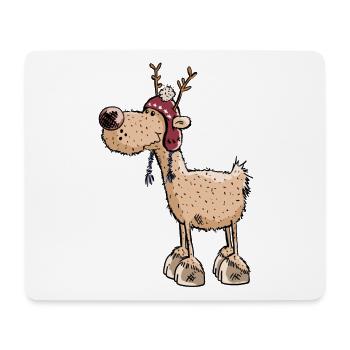 Happy Reindeer - Bobble Cap - Winter - Wild - Gift - Mouse Pad (horizontal) - white - Front