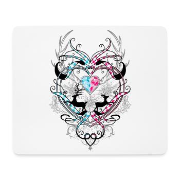 Bois de cerf Edelweiss et cœur - Tapis de souris (format paysage) - blanc - Devant