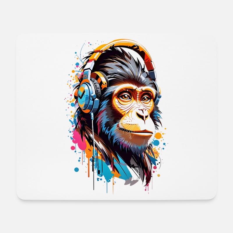 Coole Affe - Mousepad (Querformat) - Weiß