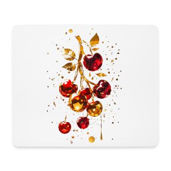 Kirschen mit Gold - Mousepad (Querformat) - Weiß - Vorne